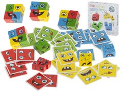 WOWO Interaktivní Montessori Bloky pro Kreativní Výzvy s Emocemi Měnícími Tváře