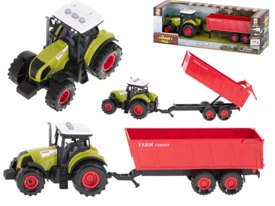 Ikonka Zemědělské vozidlo traktor s LED přívěsem + zvukové efekty