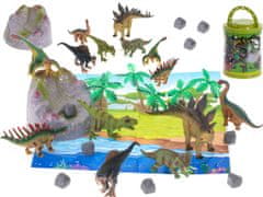 Ikonka Figurky zvířat dinosaurů 7ks + sada podložky a příslušenství