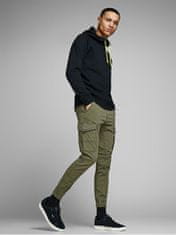 Jack&Jones Pánské kalhoty JPSTPAUL Tapered Fit 12141844 Olive Night (Velikost 31/32)