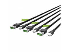 Green Cell KABGCSET06 set 3 rychlodobíjecích kabelů USB - Lightning 200cm bílá LED