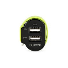 Sweex CH-023BL automobilový CL nabíjecí adaptér 6 A, 2x USB + microUSB, černý