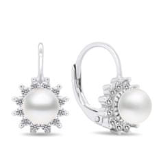 Brilio Silver Stříbrné náušnice s perlami a zirkony EA426W