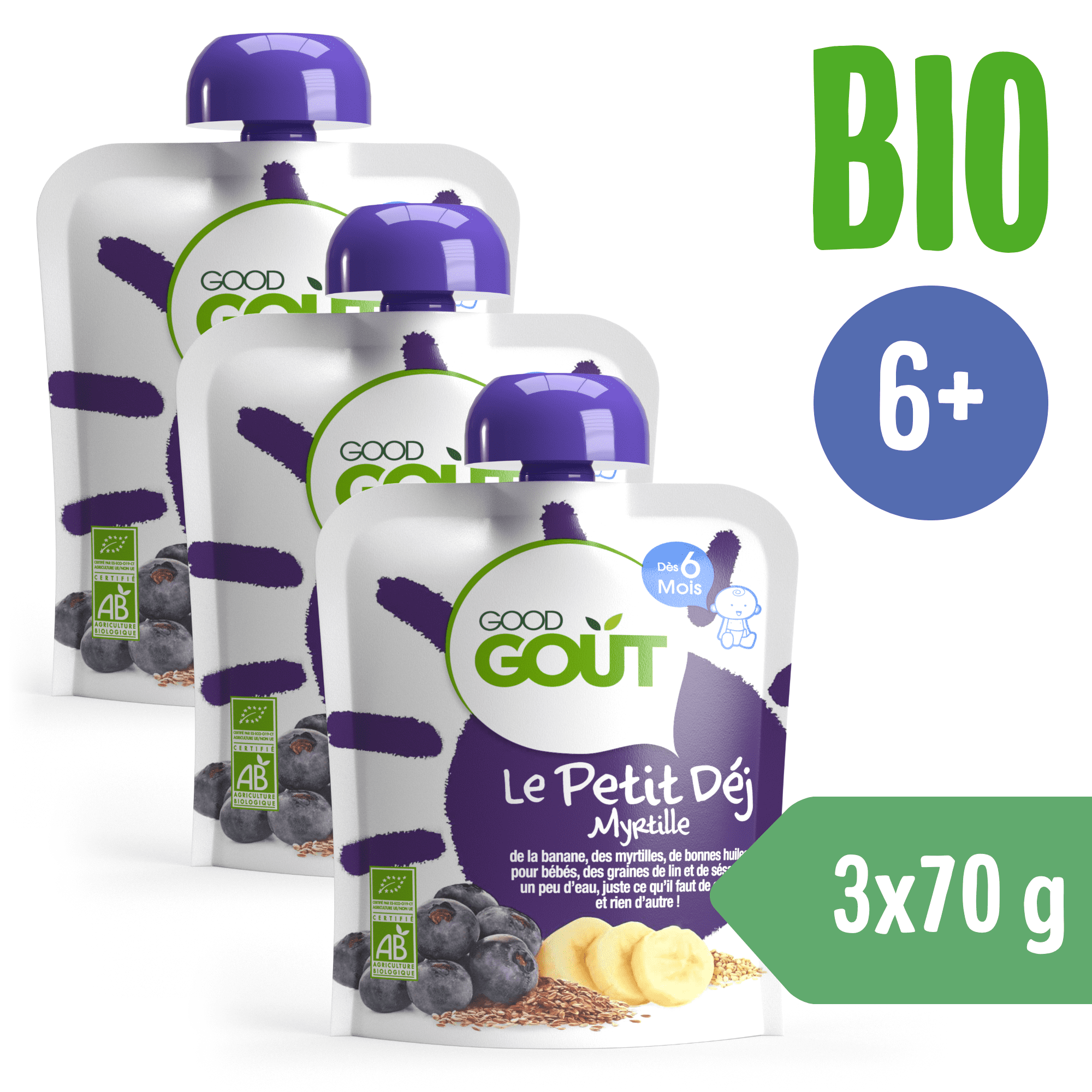 Le Petit Déj' Myrtille BIO - dès 6 mois, Good Goût (70 g)