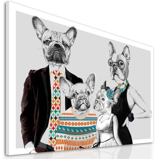 LUDESIGN Obraz na plátně BULDOG FAMILY - B různé rozměry Ludesign ludesign obrazy: 100x70 cm