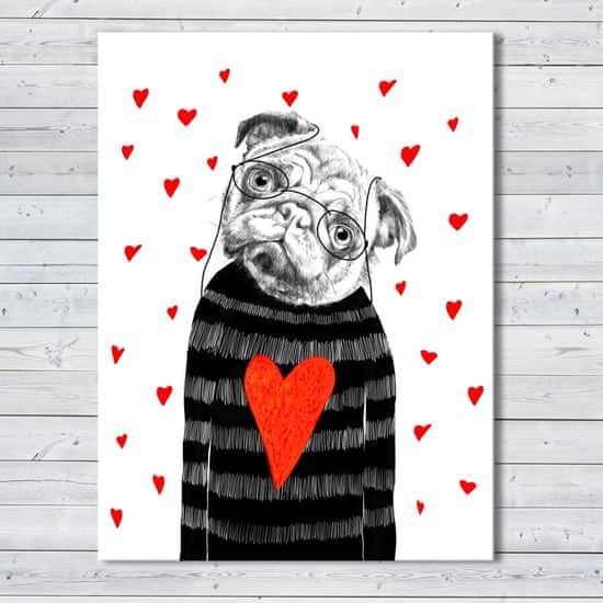 LUDESIGN Obraz na plátně BULDOG IN LOVE různé rozměry Ludesign ludesign obrazy: 80x60 cm