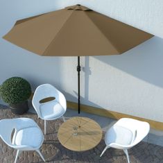 Greatstore Slunečník na balkon hliníková tyč taupe 300 x 150 cm půlkruh