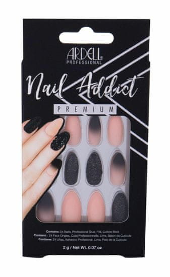 Ardell 24ks nail addict premium, black stud & pink ombre