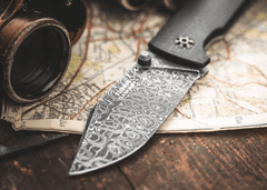 Böker Manufaktur 111103DAM Tiger-Damascus kapesní nůž 8,5 cm, damašek, černá, Micarta