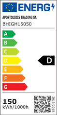 ACA Lightning  LED High Bay BHIGH 150W/230V/5000K/25000Lm/90°/IP66/IK08/Dim 1-10V