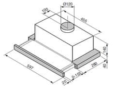 Soler&Palau Vestavná digestoř GET-60 E Plus, šířka 60 cm, 3 rychlosti, mechanické ovládání, LED osvětlení (2x 3W), kovový tukový filtr, průtok vzduchu až 368 m³/h, výkon 140 W, barva: nerez