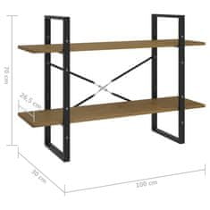 Greatstore Knihovna se 2 policemi hnědá 100 x 30 x 70 cm masivní borovice