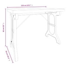 Greatstore Jídelní stůl 110 x 65 x 82 cm masivní jedlové dřevo a železo