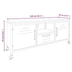 Vidaxl TV skříňka černá 110x30x43 cm železo a masivní jedlové dřevo