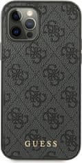 Guess Kryt Guess GUHCP12MG4GFGR Apple iPhone 12/12 Pro grey hard case 4G Metal Gold Logo