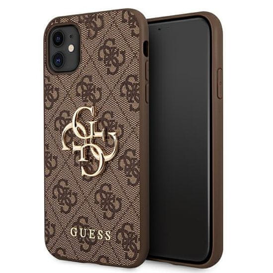 Guess Kryt Guess GUHCN614GMGBR Apple iPhone 11 brown hardcase 4G Big Metal Logo