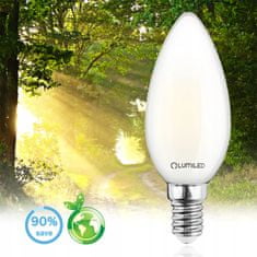 LUMILED 6x LED žárovka E14 svíčka 7W = 60W 806lm 3000K Teplá bílá 360° Filament