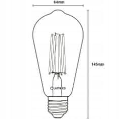 LUMILED  6x LED žárovka E27 ST64 EDISON 8W = 60W 880lm 4000K Neutrálna bílá 360°