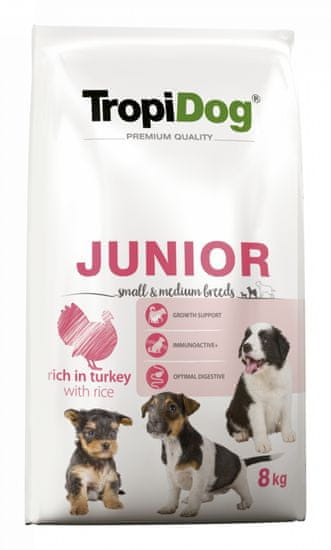 TROPIDOG Premium Junior S&M krůta s rýží 8kg