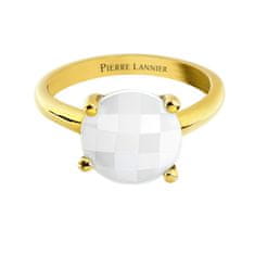 Pierre Lannier Pozlacený prsten s bílým achátem Multiples BJ06A321 (Obvod 52 mm)