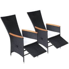 Greatstore Nastavitelné zahradní židle 2 ks s poduškami polyratan černé