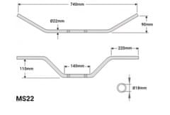 SEFIS MS22 univerzální řídítka 22mm - Barva řidítek : Lesklá černá