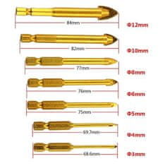 INTEREST Sada 9 ks šestihranných vrtáků do dlaždic, skla a další. 