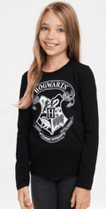 CurePink Dětské tričko Harry Potter s dlouhým rukávem: Erb Bradavic - Hogwarts Logo (výška 104 cm) černá bavlna