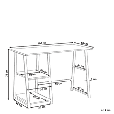 Beliani Psací stůl 100 x 50 cm ze světlého dřeva s černou GLENDORA