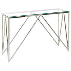 Beliani Skleněný konzolový stolek stříbrný WESO
