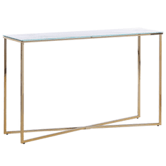 Beliani Konzolový stolek s efektem bílého mramoru / zlatá ROYSE