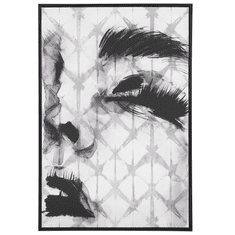 Beliani Zarámovaný obraz na plátně tvář ženy 63 x 93 cm šedý ERRANO