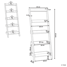 Beliani Dřevěná police na knížky ve tvaru žebříku ořechovo-bílá MOBILE TRIO