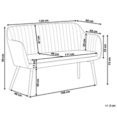 Beliani Dvoumístná šedá sametová pohovka TABY