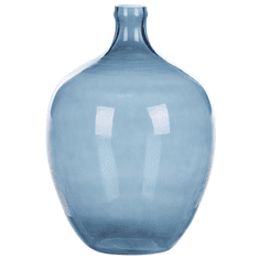Beliani Skleněná váza na květiny 39 cm modrá BIRYANI