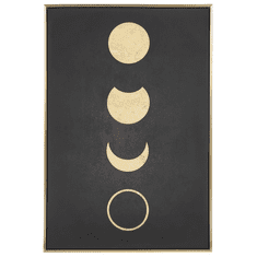 Beliani Zarámovaný obraz na plátně měsíc 63 x 93 cm černozlatý CAMERI