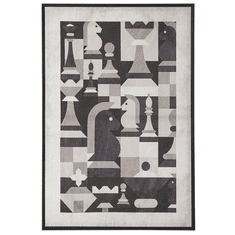 Beliani Zarámovaný obraz na plátně šachy 63 x 93 šedý BANDO
