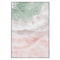 Beliani Nástěnná malba s mořským motivem 63 x 93 cm růžovo zelená SCORDIA