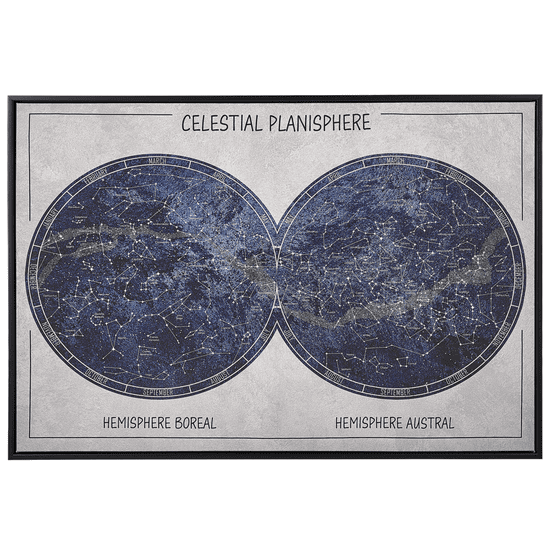 Beliani Zarámovaný obraz na plátně souhvězdí 63 x 93 cm modrý GRIZZANA