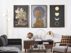 Beliani Zarámovaný obraz na plátně měsíc 63 x 93 cm černozlatý CAMERI