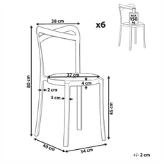 Beliani Sada 6 jídelních židlí plastových černých CAMOGLI