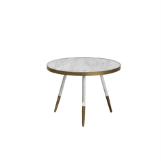 Beliani Kavárenský stolek se vzhledem bílého mramoru a bílo-zlatými nohami RAMONA