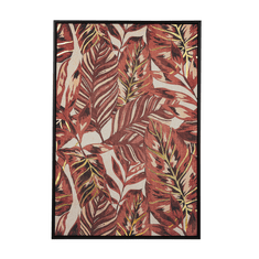 Beliani Nástěnná malba s motivem palmy 63 x 63 cm burgundská červená FLORESTA