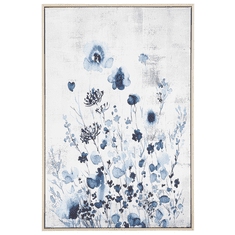 Beliani Zarámovaný obraz na plátně divoké květiny 63 x 93 cm modrošedý BARBANIA
