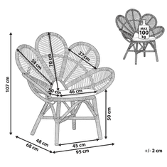 Beliani Ratanové paví křeslo přírodní FLORENTINA