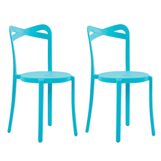Beliani Sada 2 jídelních židlí plastových modrých CAMOGLI