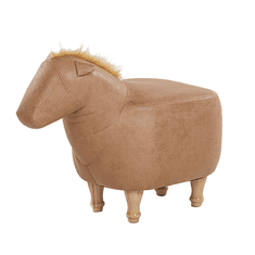Beliani Zvířecí stolička béžová z umělé kůže HORSE