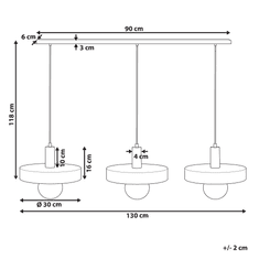 Beliani Závěsná lampa 3 světla černá / zlatá HARENA