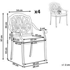 Beliani Sada 4 zahradních hliníkových židlí bílých ANCONA