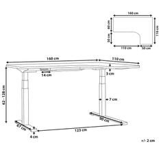 Beliani Rohový psací stůl elektricky nastavitelný pravostranný 160 x 110 cm černý DESTIN II